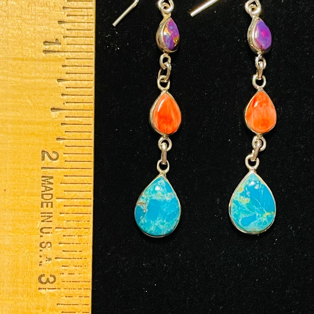 Santa Fe Multi Gemstone drop earrings in Sterling Silver